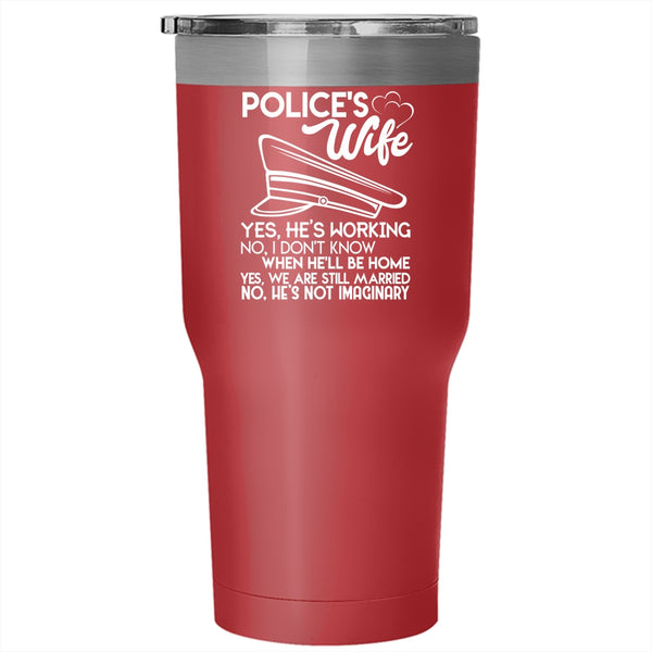 Police's Wife Tumbler 30 oz Stainless Steel, Cute Gift For Police's Wife Travel Mug