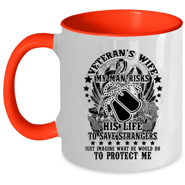 My Man Protect Me Coffee Mug, Veteran's Wife Accent Mug