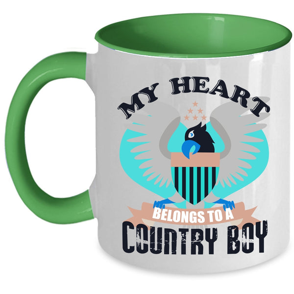 Cool Couple Coffee Mug, My Heart Belongs To A Country Boy Accent Mug