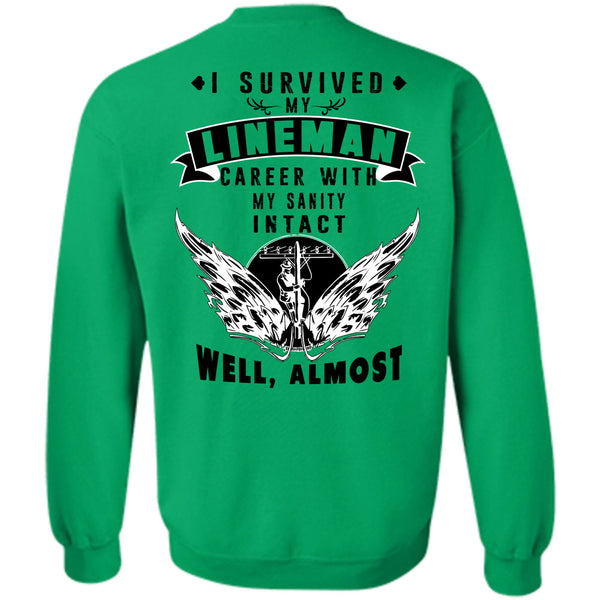 Being A Lineman T Shirt, I Survived My Lineman Career With My Sanity Sweatshirt