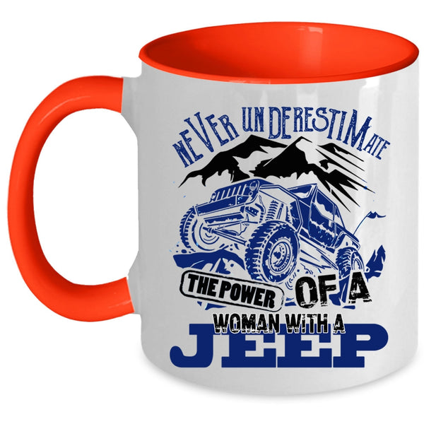 Beautiful Lady Coffee Mug, The Power Of A Woman With A Jeep Accent Mug