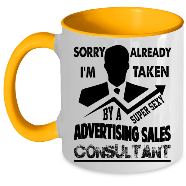 Just Married Coffee Mug, Taken By An Advertising Sales Consultant Accent Mug