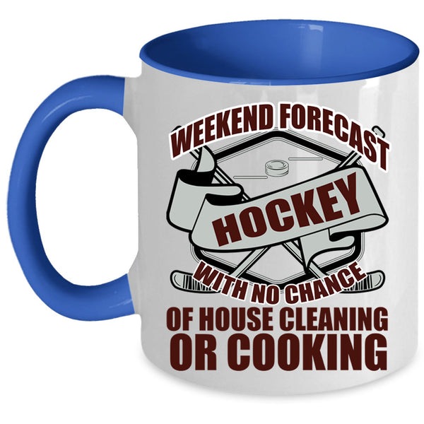Cool Sporty Coffee Mug, Weekend Forecast Hockey Accent Mug