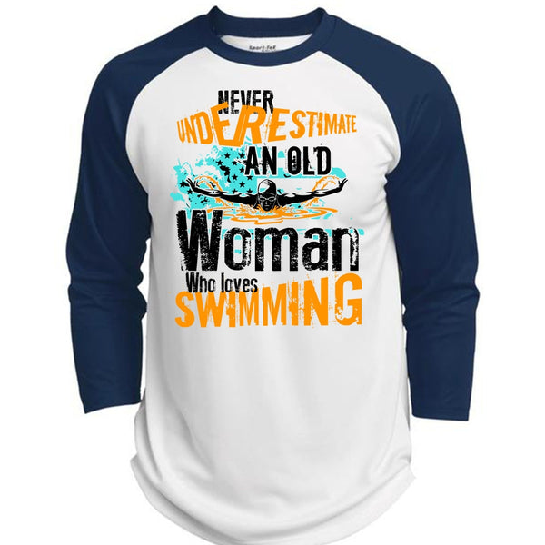Old Woman Who Loves Swimming T Shirt, I Love Swimming T Shirt, Awesome T-Shirts  (Polyester Game Baseball Jersey)