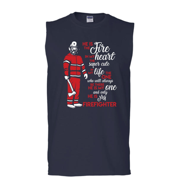 My Man Risk His Life To Save Strangers T Shirt, Coolest Firefighter T Shirt, Cool T Shirt (Men's Cotton Sleeveless)