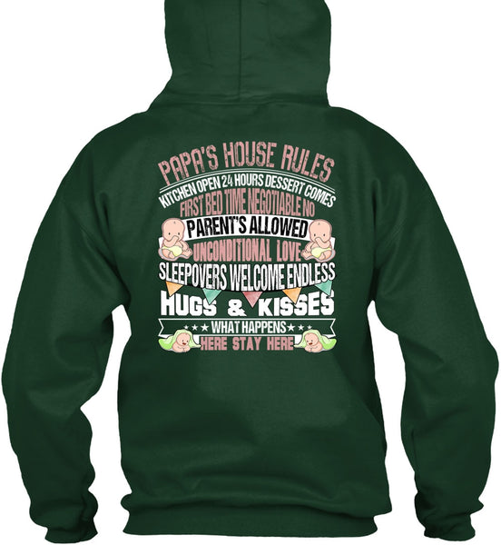 Papa's House Rules T Shirt, Hugs And Kisses T Shirt