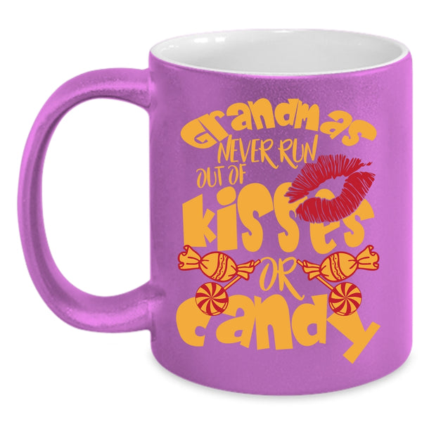 Grandmas Never Run Out Of Kisses Or Candy Coffee Mug, Cute Grandmas Coffee Cup