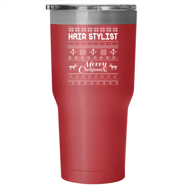 Hair Stylist Tumbler 30 oz Stainless Steel, Merry Christmas Travel Mug