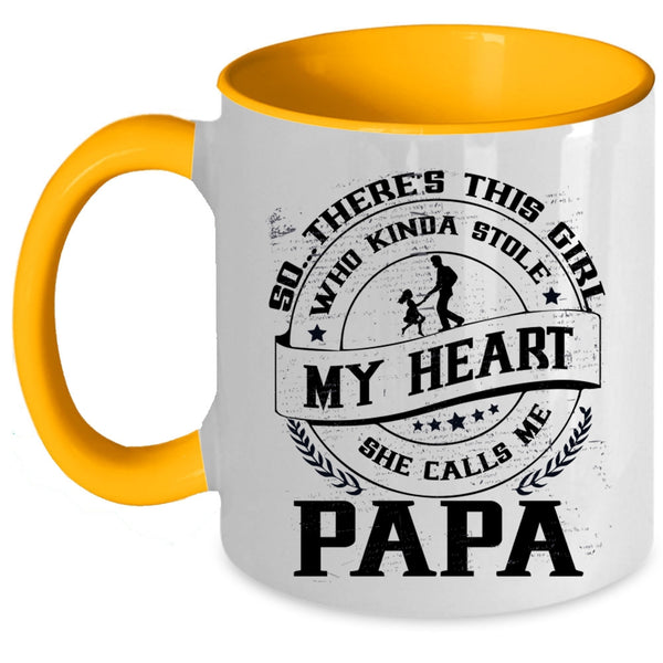 She Calls Me Papa Coffee Mug, This Girl Kinda Stole My Heart Accent Mug