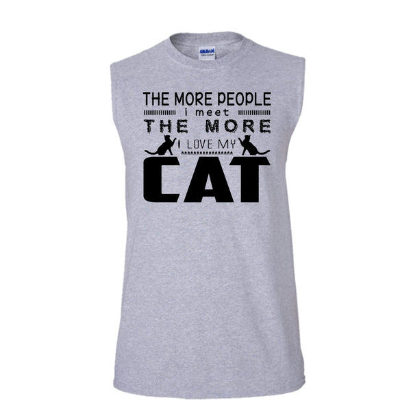 I Love My Cat Shirt, Cute Cat Shirt (Men's Cotton Sleeveless)