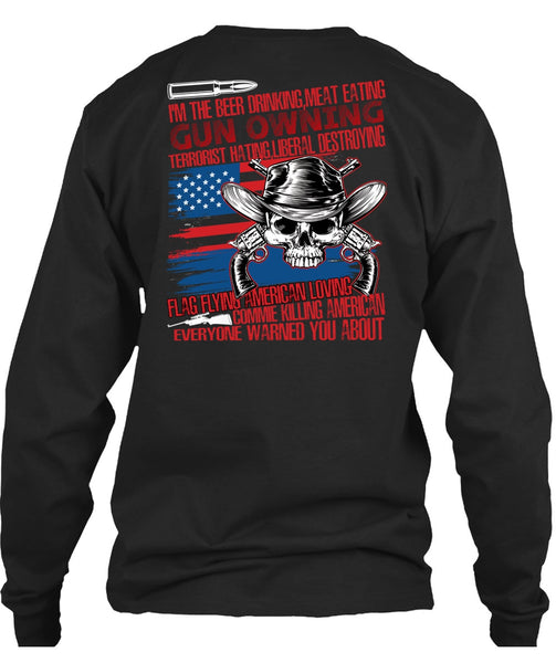 Meat Eating Gun Owning T Shirt, Flag Flying T Shirt