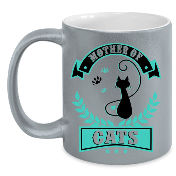 Cute Gift For Mom Coffee Mug, Mother Of Cats Accent Mug