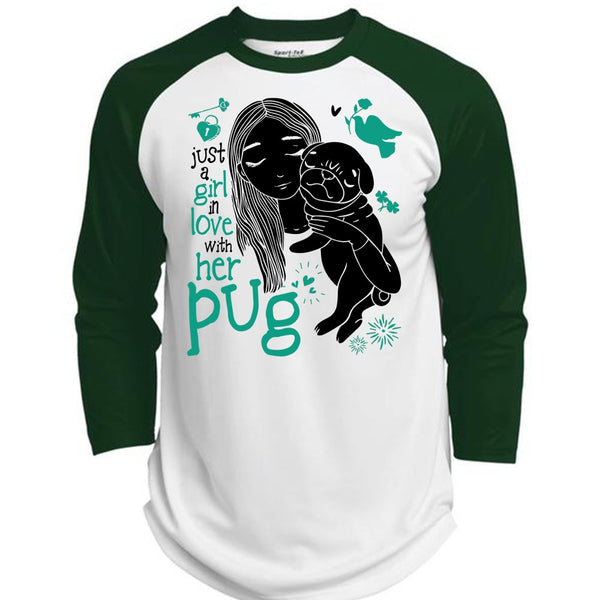 Just A Girl In Love With Her Pug T Shirt, I Love Dog T Shirt, Awesome T-Shirts  (Polyester Game Baseball Jersey)