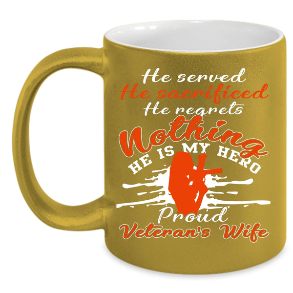 Proud Veteran's Wife Coffee Mug, I Love Veteran Coffee Cup