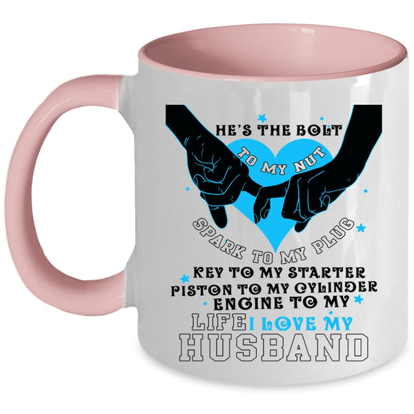 Cute Gift For Wedding Coffee Mug, I Love My Husband Accent Mug