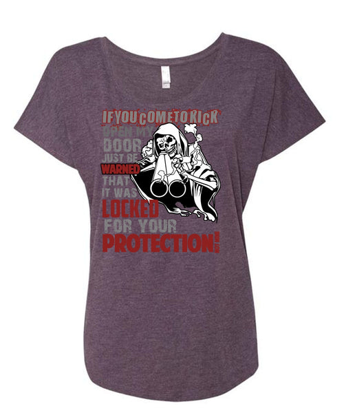 Locked For Your Protection T Shirt, Being A Veteran T Shirt, Cool Shirt (Ladies' Triblend Dolman Sleeve)