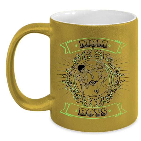 Mother And Sons Coffee Mug, Mom Of Boys Accent Mug