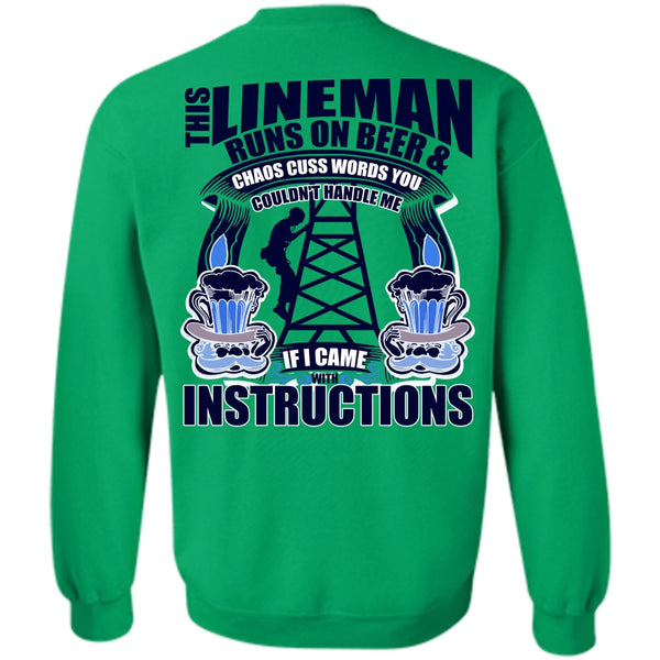 I Love Lineman T Shirt, This Lineman Runs On Beer Sweatshirt
