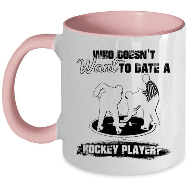 Cool Couple Coffee Mug, Date A Hockey Player Accent Mug