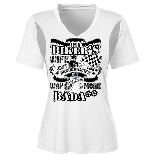 I'm A Biker's Wife T Shirt, Being A Wife T Shirt, Cool Shirt (Ladies LS Heather V-Neck)