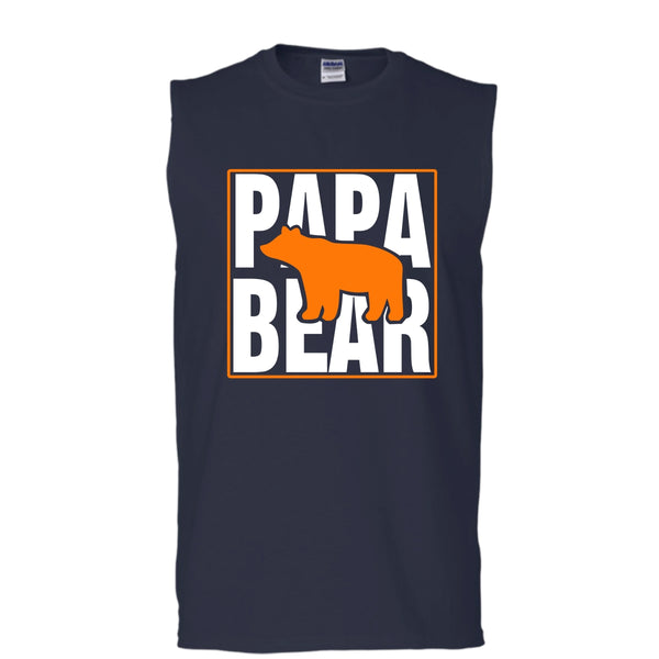 Papa Bear Shirt, Cool Bear Shirt, Father's Day Shirt (Men's Cotton Sleeveless)
