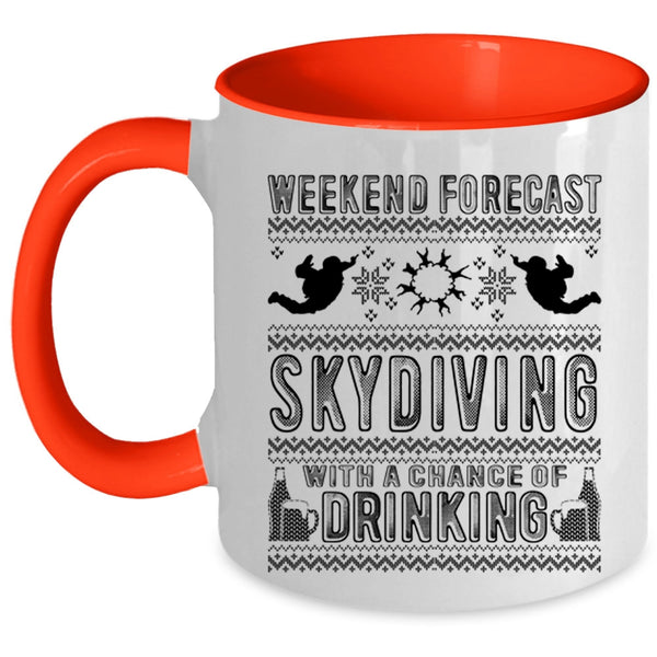 Christmas Gift For Skydiver Coffee Mug, Weekend Forecast Skydiving Accent Mug
