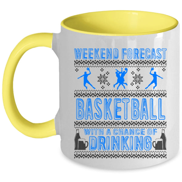 Funny Basketball Player Coffee Mug, Weekend Forecast Basketball Accent Mug