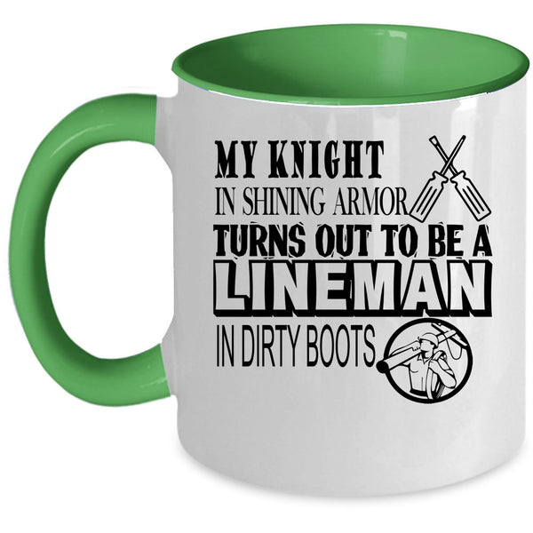 Awesome Linemen Coffee Mug, To Be A Lineman In Dirty Boots Accent Mug