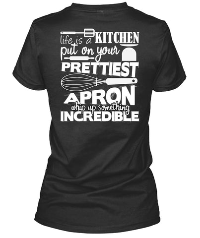 A black t-shirt with the shopify logo