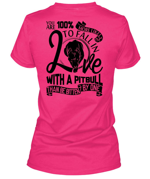 Fall In Love With A Pit Bull T Shirt, I Love Dog T Shirt
