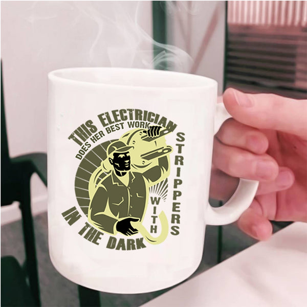 Cute Electricians Coffee Mug, This Electrician Does Her Best Work Cup