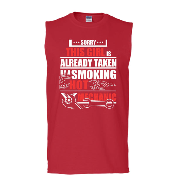 This Girl Already Taken T Shirt, By A Smoking Hot Mechanic T Shirt, Cool T Shirt (Men's Cotton Sleeveless)