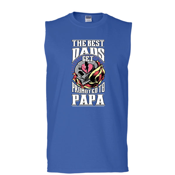 The Best Dad T Shirt, Get Promoted To Papa T Shirt, Cool T Shirt (Men's Cotton Sleeveless)