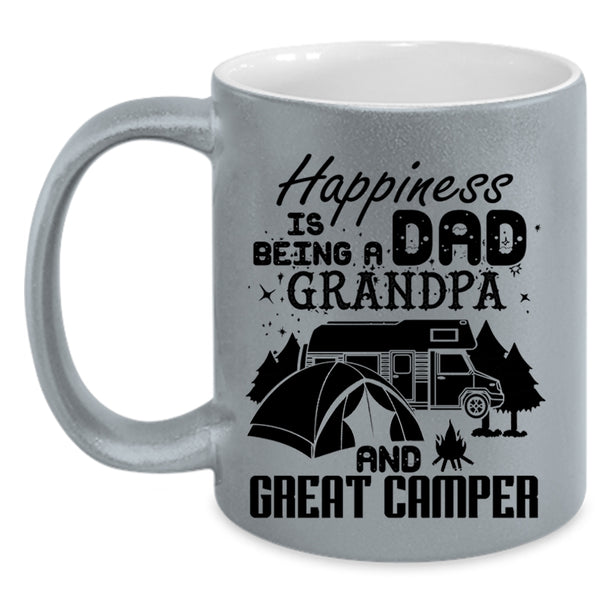 Grandpa And Great Camper Coffee Mug, Happiness Is Being A Dad Accent Mug