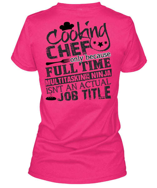 Cooking Chef T Shirt, Full Time Multitasking T Shirt, Cool Shirt (Ladies LS Heather V-Neck)