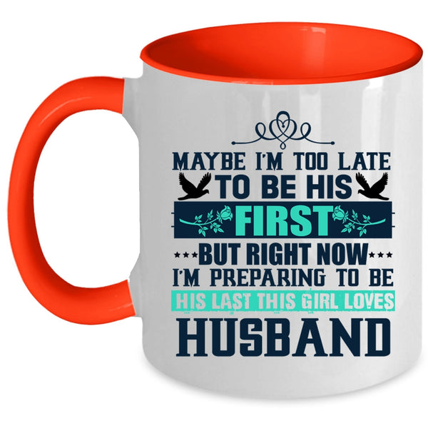 Cute Wedding Coffee Mug, This Girl Loves Husband Accent Mug