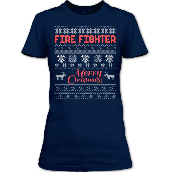 Fire Fighter Merry Christmas T Shirt, Coolest Firefighter T Shirt