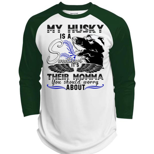 My Husky Is A Sweetheart T Shirt, I Love Husky T Shirt, Awesome T-Shirts  (Polyester Game Baseball Jersey)
