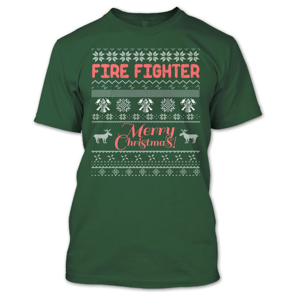 Fire Fighter Merry Christmas T Shirt, Coolest Firefighter T Shirt