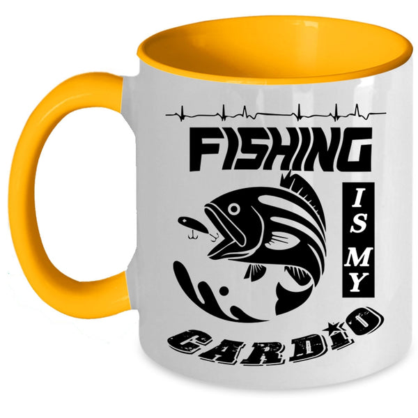 Awesome Fisher Coffee Mug, Fishing Is My Cardio Accent Mug