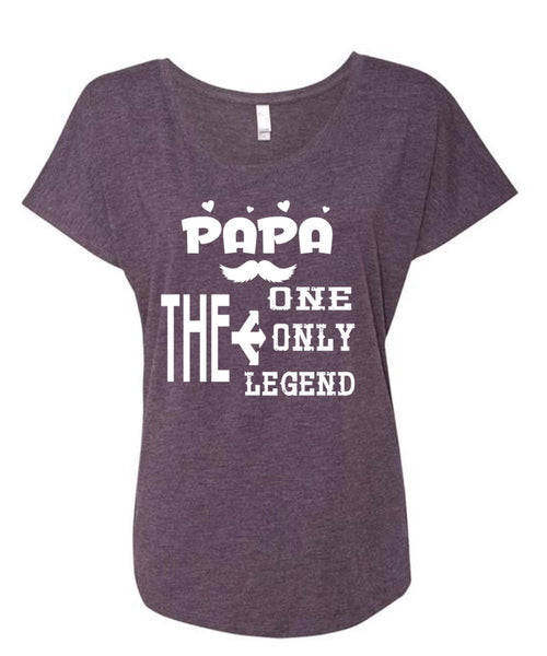 Papa The One T Shirt, Father's Day T Shirt, Papa The Only T Shirt (Ladies' Triblend Dolman Sleeve)
