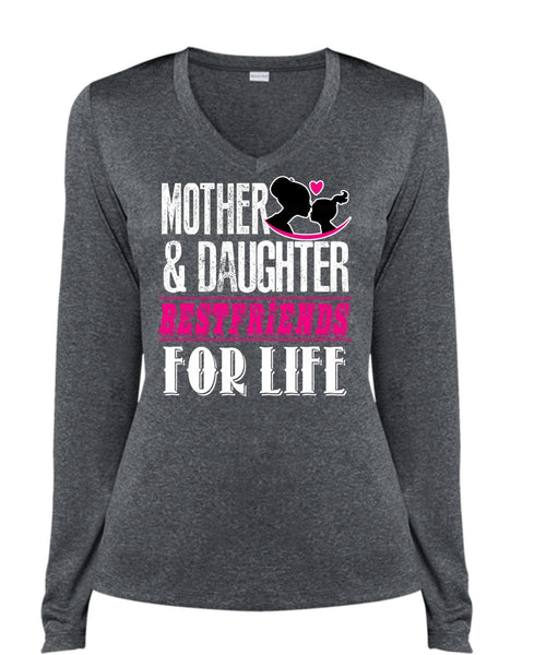 Mother And Daughter Best Friends T Shirt, Being A Daughter T Shirt, Cool Shirt (Ladies LS Heather V-Neck)