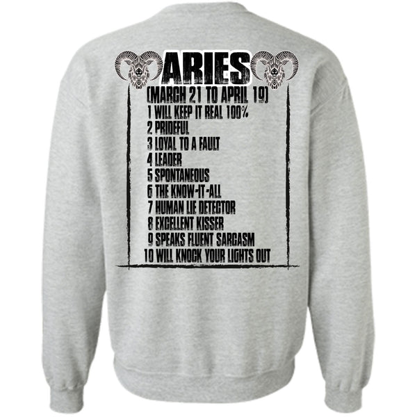 I Love Aries T Shirt, Aries Will Knock Your Lights Out Sweatshirt