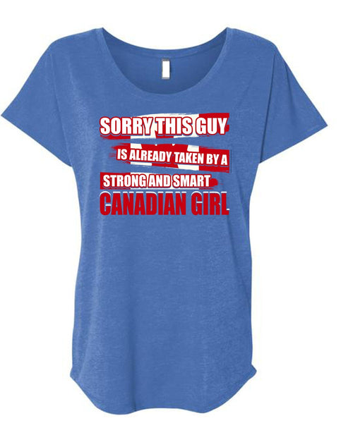 Strong And Smart Canadian Girl T Shirt, Being A Girlfriend T Shirt, Cool Shirt (Ladies' Triblend Dolman Sleeve)