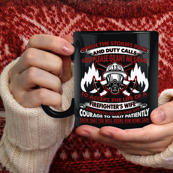 The Life Of A Firefighter's Wife Coffee Mug, Beautiful Wife Coffee Cup