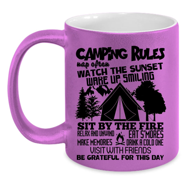 Awesome Gift For Camper Coffee Mug, Camping Rules Accent Mug