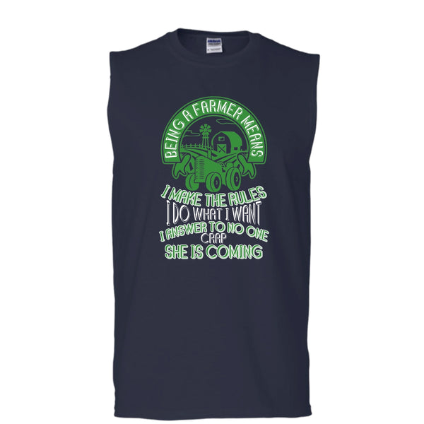 Being A Farmer T Shirt, Mean I Make The Rules T Shirt, Cool T Shirt (Men's Cotton Sleeveless)