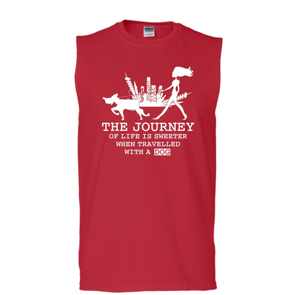 The Journey Of Life Is Sweeter T Shirt, when Travelled With A Dog Tank Top (Men's Cotton Sleeveless)