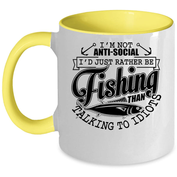 Cool Fishing Coffee Mug, I'd Just Rather Be Fishing Accent Mug