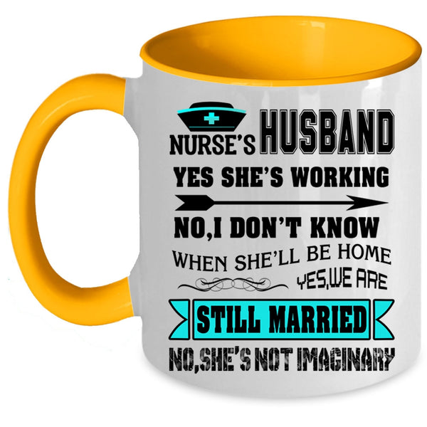 Cute Gift For Nurse's Husband Coffee Mug, Nurse's Husband Accent Mug